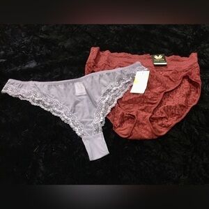 Wacoal Hi Cut brief Panty, Shimera Thong Panty. 2 pack. Size L